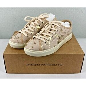 Matisse Women Gold Paint Splatter Sneaker Leather Shoe NWT
